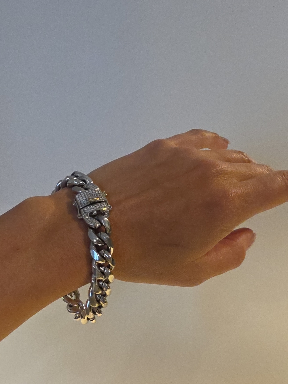 Silver Cubic Zirconia Chain Bracelet